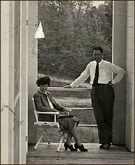 Early Days – Guests enjoy the Inn's colonnade.