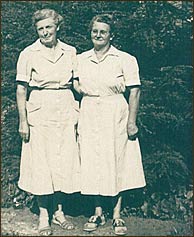 Doug and Audrey created a run on the egg market in Pittman Center when they opened the Inn and also developed a reputation for employing the very best housekeepers. Pictured are Ella Huskey and Grace Price Brannam who worked at the inn through the 1960's.