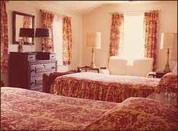 Room 4, Circa 1979 Rachael re-decorated all the upstairs bedrooms, using a decorator's favorite – toile – in Room 4 (right) and Room 1 (below)