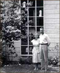 Audrey and Doug Bebb, 1947. Note Doug's two sculptures sitting in the window – they sit there til this day