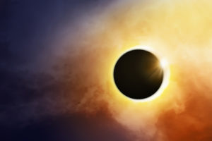 The solar eclipse against a dark sky is a magical sight.
